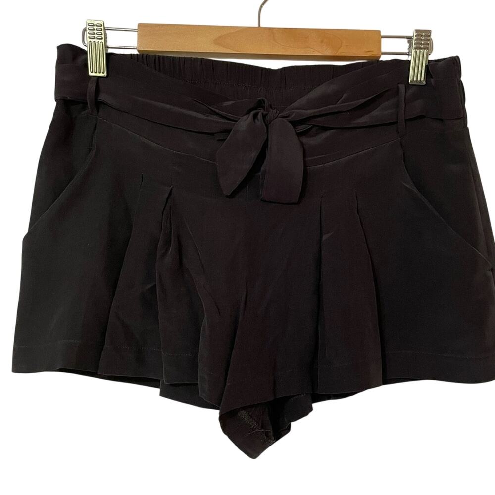 Aqua Black Silky Dressy Shorts Tie Waist Womens S Preppy Satin Whimsigoth Witchy